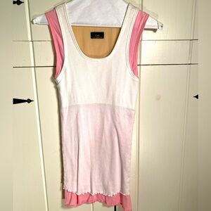 Cali layered white over pink tank top with bralette. Size Large.